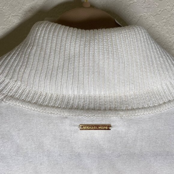 Michael KorsTurtleneck Poncho Sweater Womens XL White Cotton Blend Relaxed - Picture 7 of 12